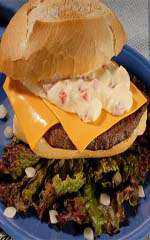 Lanche de churrasco com cheddar e molho